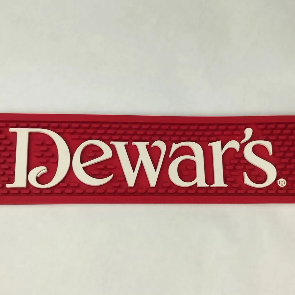 Dewar's Scotch Whisky Red Rubber Bar Mat Distillery Advertising Collectible